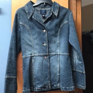 Adorable longer length Jean jacket. Size small